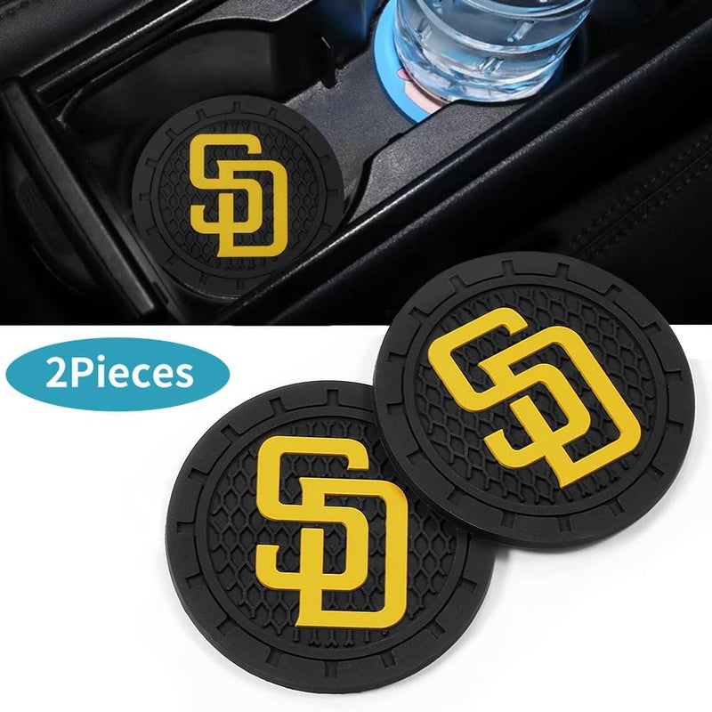 WiiFiive Car Cup Holder Coasters for San Diego Padres Baseball Fans, Padres Car Coasters for Cup Holder Insert Silicone Non-Slip - Image 2
